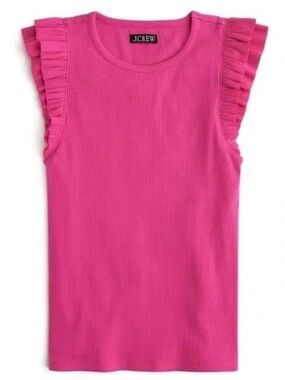 J. Crew Vintage Rib Ruffle
Sleeve Shirt Tank Top Pink Size Large